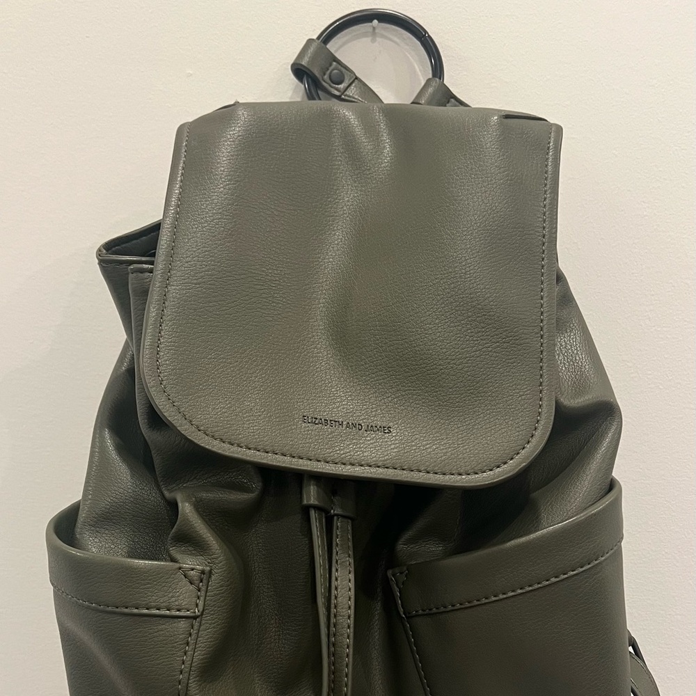 Elizabeth and James Olive Green Drawstring Backpack Purse
